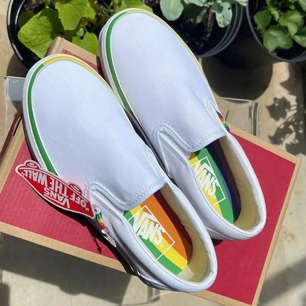 White Vans with Rainbow piping - Picture 9 of 13